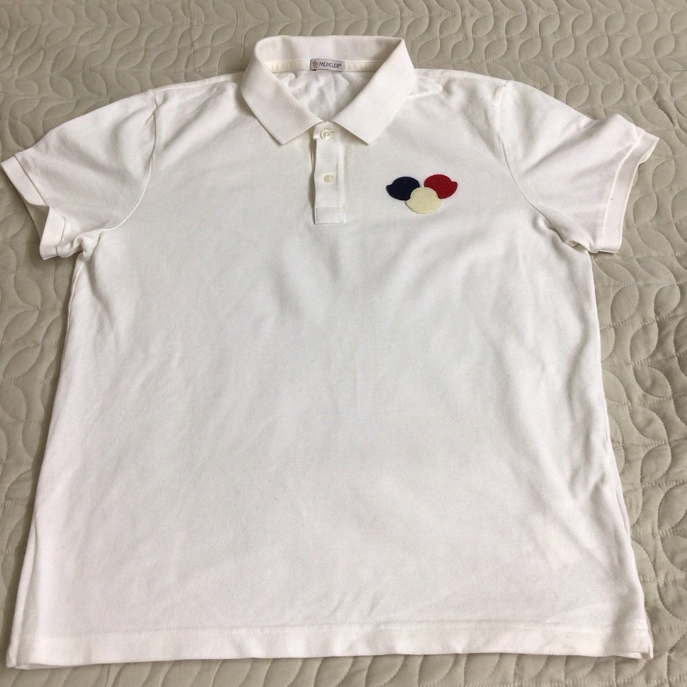 Moncler White and Red Polo Shirt Classic Design